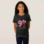 Girl Parrot 9th Birthday party pirate T-Shirt (Voorkant volledig)