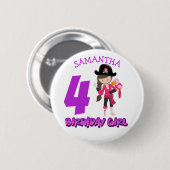 Girl Parrot Birthday party pirate Button (Voorkant /achterkant)