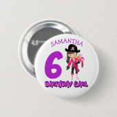 Girl Parrot Birthday party pirate Button (Voorkant /achterkant)
