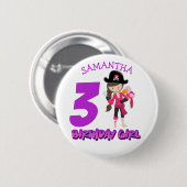 Girl Parrot Birthday party pirate Button (Voorkant /achterkant)