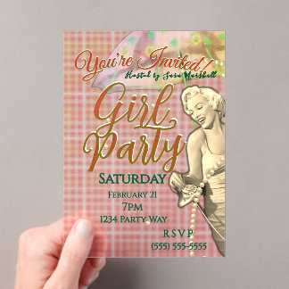 Girl Party Acrylic Invitation Acryl Uitnodigingen