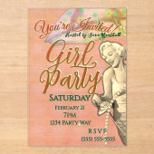 Girl Party Acrylic Invitation Acryl Uitnodigingen (Voorkant)