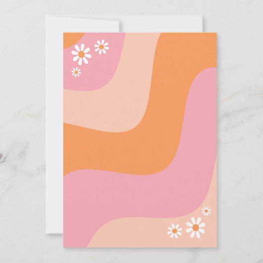 Girl Peace Retro Groovy 70s Baby shower Uitnodigin Kaart (Achterkant)