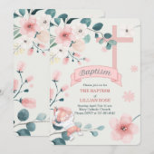 Girl Peach Christelijk Cross Baptisme Kaart (Voorkant / Achterkant)