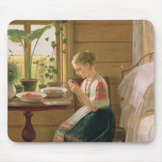 Girl Peeling Berries, 1880 Muismat (Voorkant)