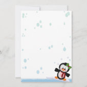 Girl Penguin Baby shower Invitation Kaart (Achterkant)