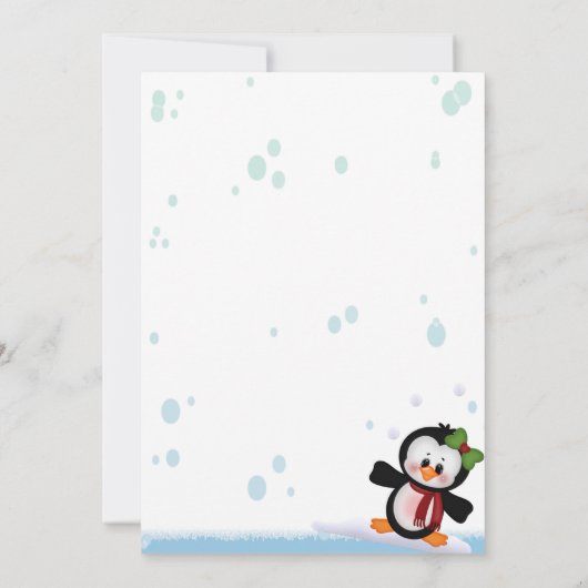 Girl Penguin Baby shower Invitation Kaart (Achterkant)