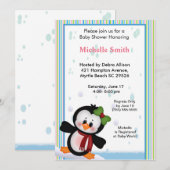 Girl Penguin Baby shower Invitation Kaart (Voorkant / Achterkant)