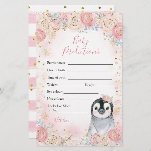 Girl Penguin Winter Snowflake Baby (Voorkant / Achterkant)