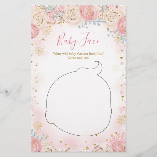 Girl Penguin Winter Snowflake Baby Face Card (Voorkant)