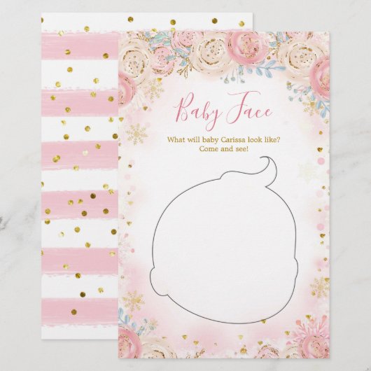 Girl Penguin Winter Snowflake Baby Face Card (Voorkant / Achterkant)