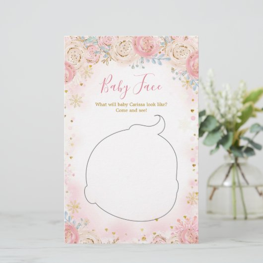 Girl Penguin Winter Snowflake Baby Face Card (Staand voorkant)