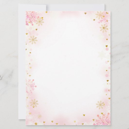 Girl Penguin Winter Snowflake Baby shower Invite Kaart (Achterkant)