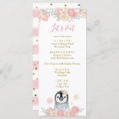 Girl Penguin Winter Snowflake Baby shower Menu (Voorkant / Achterkant)