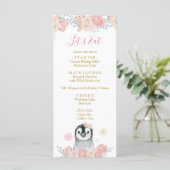 Girl Penguin Winter Snowflake Baby shower Menu (Staand voorkant)