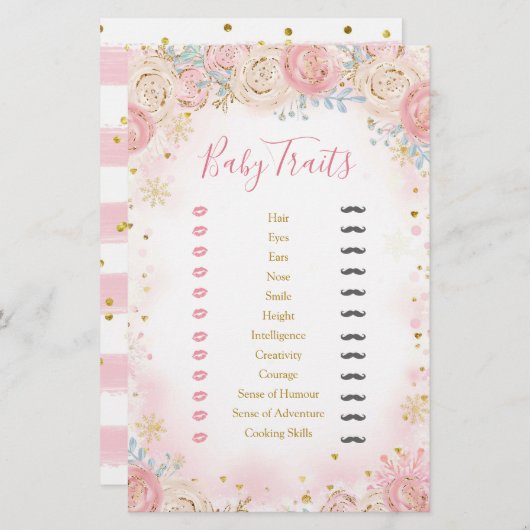 Girl Penguin Winter Snowflake Baby Traits (Voorkant / Achterkant)