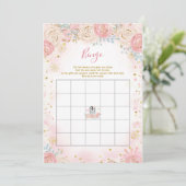 Girl Penguin Winter Snowflake Bingo Game Kaart (Staand voorkant)