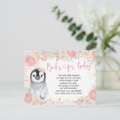 Girl Penguin Winter Snowflake Books for Baby Uitnodiging Briefkaart (Staand voorkant)