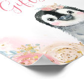 Girl Penguin Winter Snowflake Cards and Gifts Sign Poster (Hoek)