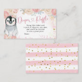 Girl Penguin Winter Snowflake Diaper Raffle Informatiekaartje (Voorkant / Achterkant)