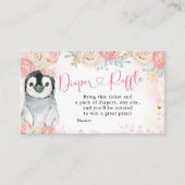 Girl Penguin Winter Snowflake Diaper Raffle Informatiekaartje (Voorkant)
