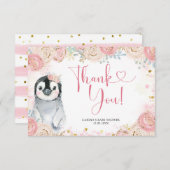 Girl Penguin Winter Snowflake Hartelijk dank Bedankkaart (Voorkant / Achterkant)