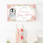 Girl Penguin Winter Snowflake Large Banner Sign (Insitu)