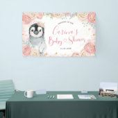 Girl Penguin Winter Snowflake Large Banner Sign (Beurs)