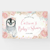 Girl Penguin Winter Snowflake Large Banner Sign (Horizontaal)