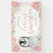 Girl Penguin Winter Snowflake Large Banner Sign (Verticaal)