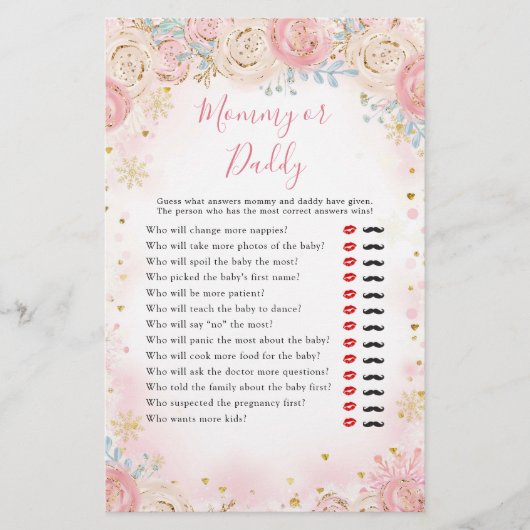 Girl Penguin Winter Snowflake mammie of Dad Games (Voorkant)