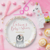 Girl Penguin Winter Snowflake Paper Borden Papieren Bordje (Feest)