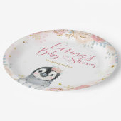 Girl Penguin Winter Snowflake Paper Borden Papieren Bordje (Gekanteld)