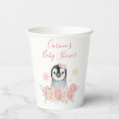 Girl Penguin Winter Snowflake Paper Cups Papieren Bekers (Achterkant)