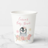 Girl Penguin Winter Snowflake Paper Cups Papieren Bekers (Voorkant)