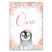 Girl Penguin Winter Snowflake Table Number Kaart (Voorkant)