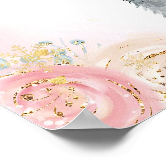 Girl Penguin Winter Snowflake Welcome Sign Poster (Hoek)