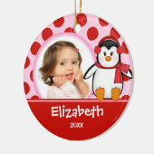 Girl Personalized kerstversier Penguin Keramisch Ornament (Links)