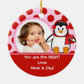 Girl Personalized kerstversier Penguin Keramisch Ornament (Achterkant)