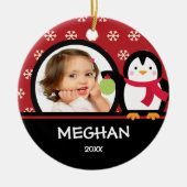 Girl Personalized kerstversier Penguin Keramisch Ornament (Voorkant)