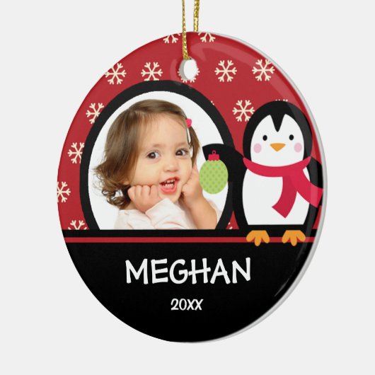 Girl Personalized kerstversier Penguin Keramisch Ornament (Links)