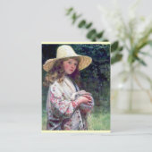 Girl Pet Bunny Rabbit Painting Briefkaart (Staand voorkant)