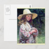 Girl Pet Bunny Rabbit Painting Briefkaart (Voorkant / Achterkant)