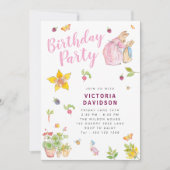 Girl Peter Rabbit Birthday Party Invitation Kaart (Voorkant)