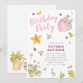 Girl Peter Rabbit Birthday Party Invitation Kaart (Voorkant / Achterkant)