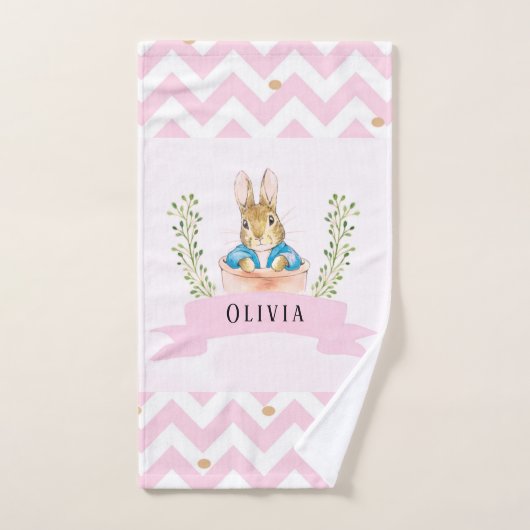 Girl Peter Rabbit Pink Custom Bad Handdoek (Handdoek)