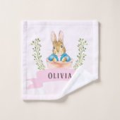 Girl Peter Rabbit Pink Custom Bad Handdoek (Wasdoekje)