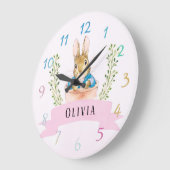 Girl Peter Rabbit Pink Custom Grote Klok (Hoek)
