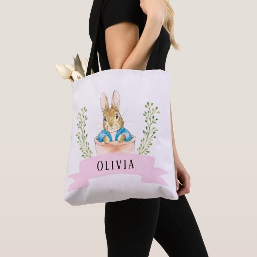 Girl Peter Rabbit Pink Custom Tote Bag (Dichtbij)