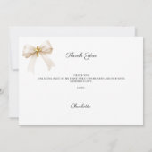 Girl photo cream beige bow cross Confirmation Bedankkaart (Achterkant)